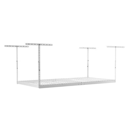 MonsterRax 4x8 Overhead Garage Storage Rack, Holds 500 Pounds, Adjustable Height, White