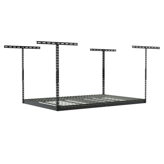 MonsterRax 4x6 Overhead Garage Storage Rack - 500lb Weight Capacity - Adjustable Height - (24" - 45", Hammertone)