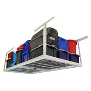 MonsterRax 4x8 Overhead Garage Storage Rack with Accessory Hooks - 600lb Weight Capacity - 12" - 21" Adjustable Height