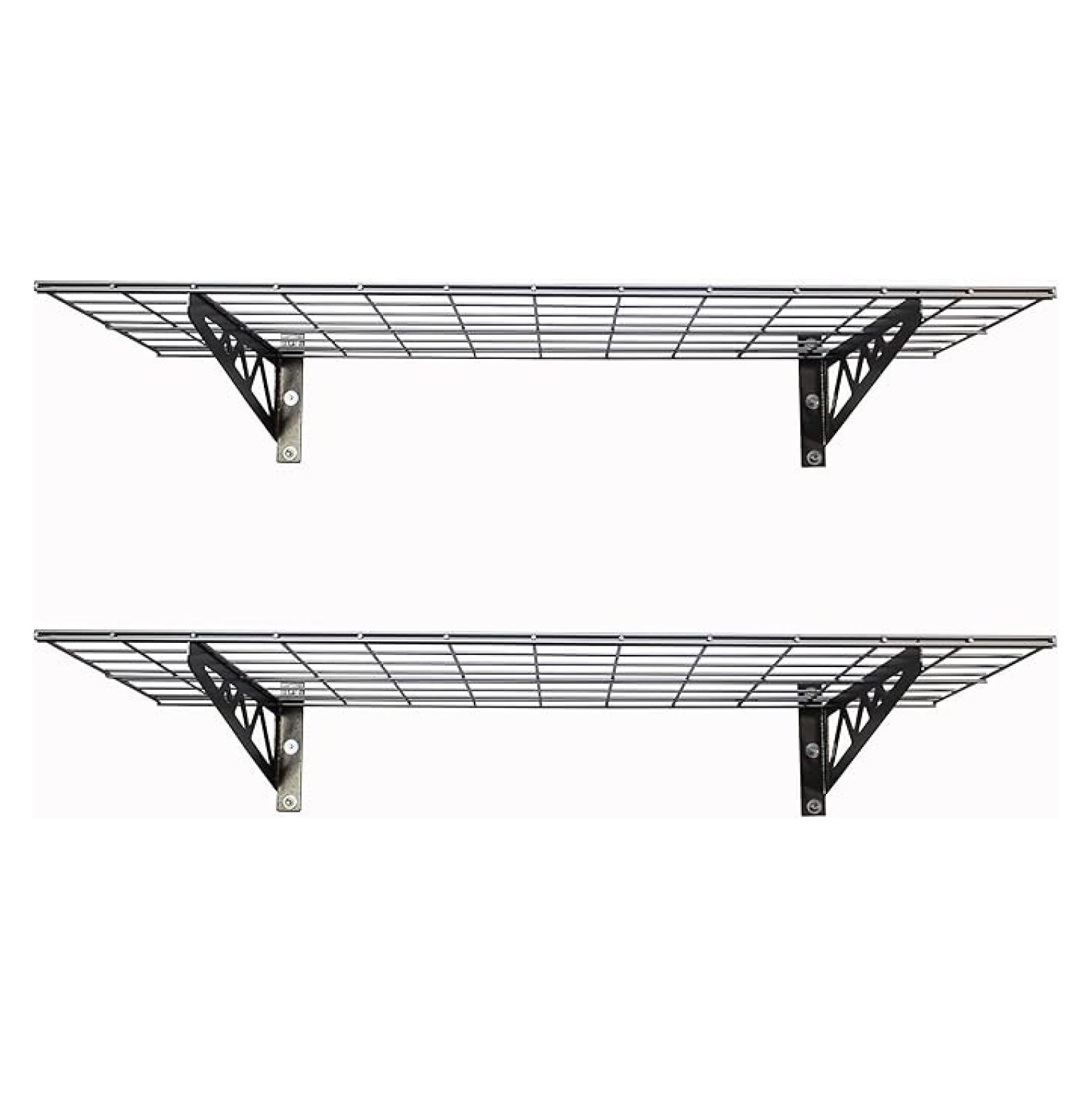 HyLoft 45x15 Wall Shelf – 2-Pack, Steel, Hammertone Finish, 200 Lb Capacity, For Garage, Closet, Basement, Laundry Room