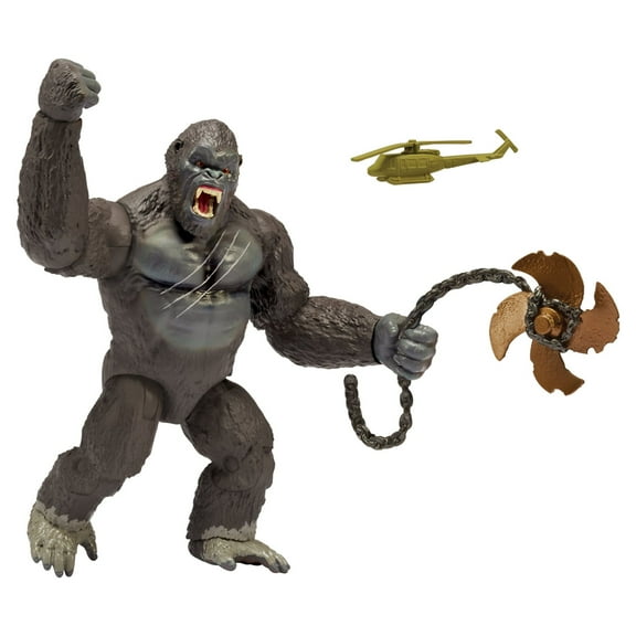 MonsterVerse 6 Ferocious Skull Island Kong Figure with Battle Damage, Helicopter and Propeller Accessory