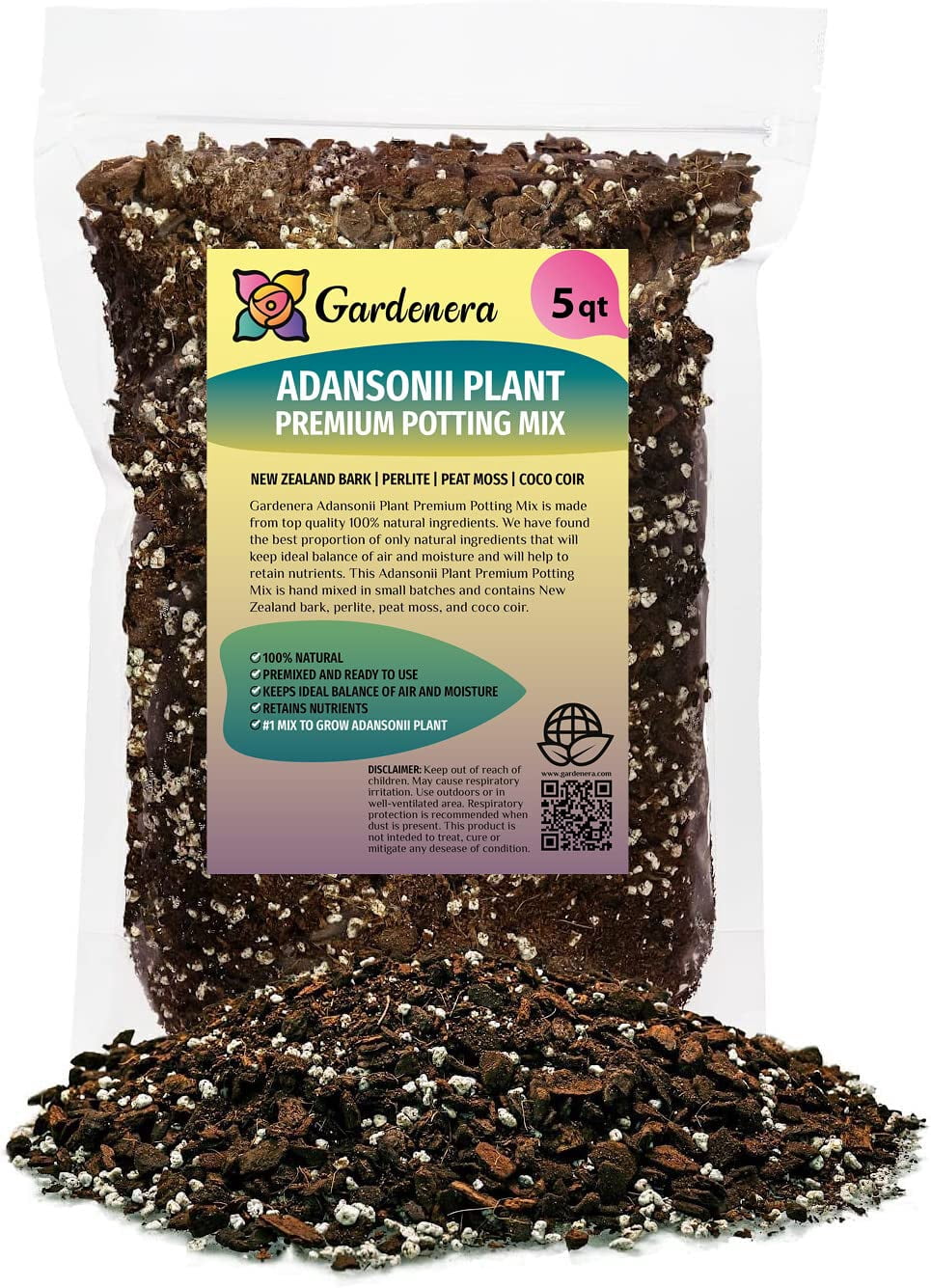 🌿 Monstera ADANSONII Plant Soil: Expert Blend for Optimal Growth & Root Development by Gardenera Labs - 5 Quart