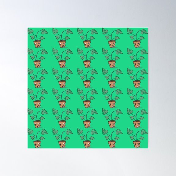 Monstera Cartoon #2 Poster Wall Art, Modern Wall Decor For Living Room Bedroom, 16x16 UNFRAMED