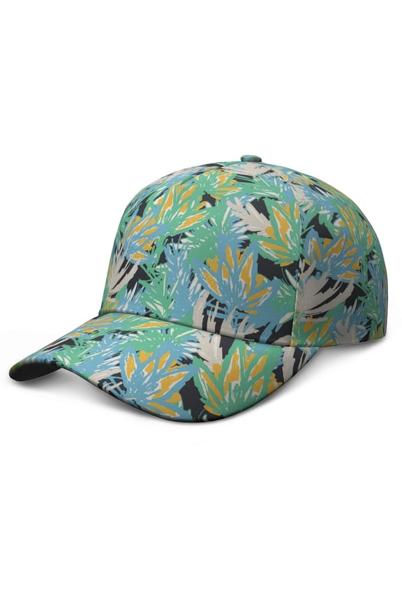 Monstera Dad Hat, Adjustable Baseball Cap with UV Protection, Colorful Boho Hawaiian Print and Vibrant Floral Design Performance Hat for Men Women Casual Wear