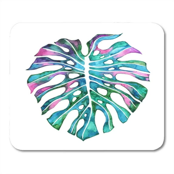 Monstera Deliciosa Forest Leaf Tropical Island Jungle Plant Watercolor Hand Mousepad Mouse Pad Mouse Mat 9x10 inch