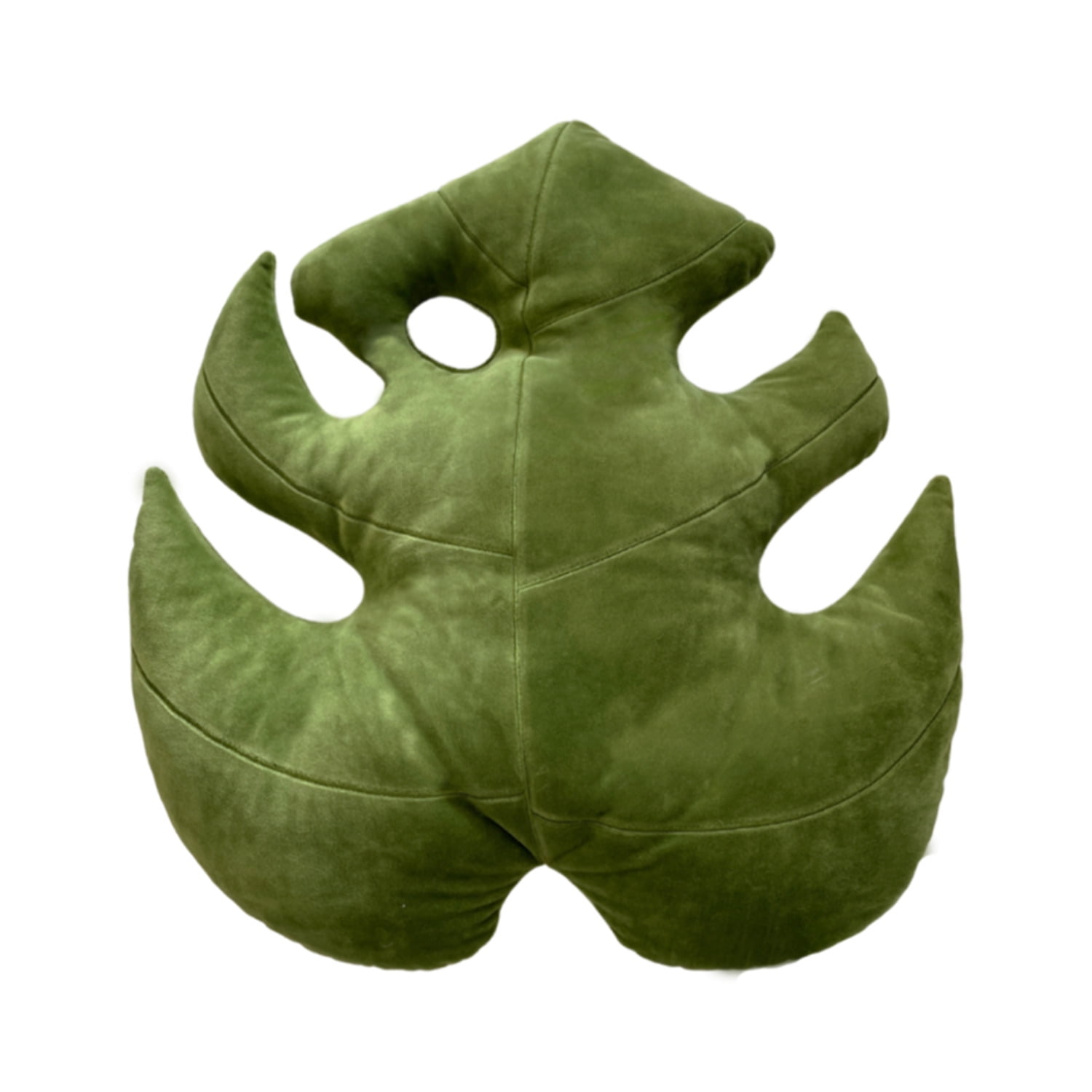 Mossy Earth Green Monstera Leaf Plush Throw Pillow