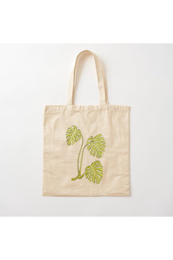 Monstera Deliciosa Style 007 Canvas Tote Bags, Reusable Shopping Bag