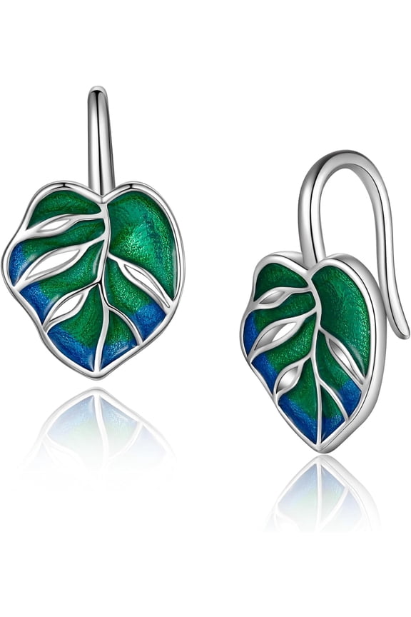 Monstera Earrings 925 Sterling Silver Plant Monstera Earrings Tropical Plant Jewelry Gifts for Women
