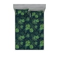 thumbnail image 1 of Monstera Fitted Sheet & Pillow Sham Set, Exotic Hawaiian Modern Digital Watercolor Effect Leaves of Tropical Jungle, Decorative Printed 3 Piece Bedding Decor, Queen, Emerald Green Teal, by Ambesonne, 1 of 2