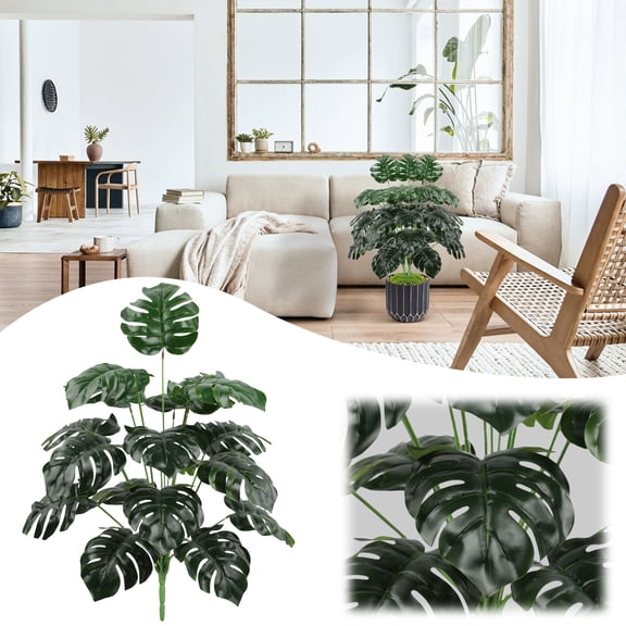 Monstera Leaf Artificial Green Plant by Dusknt Artificial Monstera Plant Tall Plants Indoor Outdoor Tree for Living Room Home House Decoration
