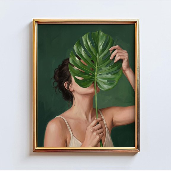 Monstera Leaf Face Botanical Wall Art Home Decor