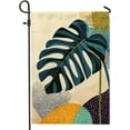 thumbnail image 1 of Monstera Leaf Garden Flag Double Sided Burlap Yard Banner Yellow Blue Tropical Home Decor Spring Summer Outdoor Lawn Decoration 12x18 Inch, 1 of 6