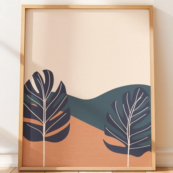 Monstera Leaf Line Art Modern Home Botanical Art Tropical Unframed Paper Print