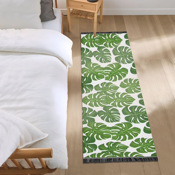 Monstera Leaf Runner Area Rug 2x6 Soft Non-Slip Washable Bedside Carpet for Hallway Bedroom Living Room Home Decor
