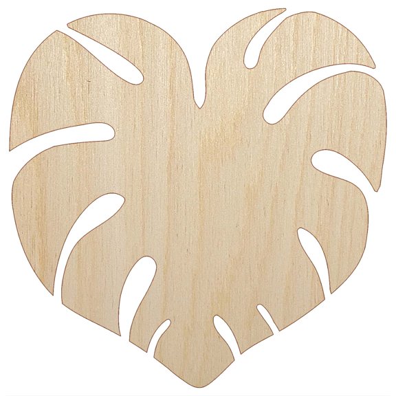 Monstera Leaf Swiss Cheese Plant Wood Shape Unfinished Piece Cutout Craft DIY Projects - 6.25 Inch Size - 1/8 Inch Thick