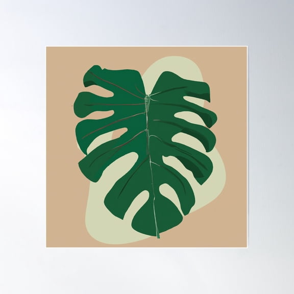 Monstera Leaf Vector Illustration Poster Wall Art, Modern Wall Decor For Living Room Bedroom, 30x30 UNFRAMED