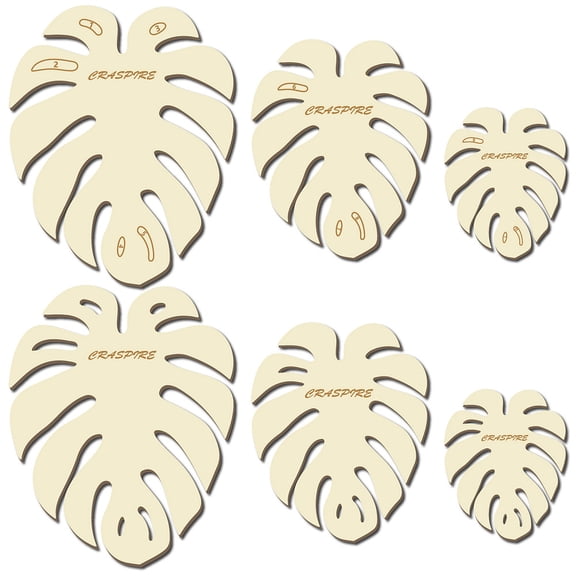 Monstera Leaf Wood Hoop Rings Macrame for DIY Craft Making Home Wall Hanging Wreath Decoration Light Goldenrod Yellow 124~230x100~185x3mm