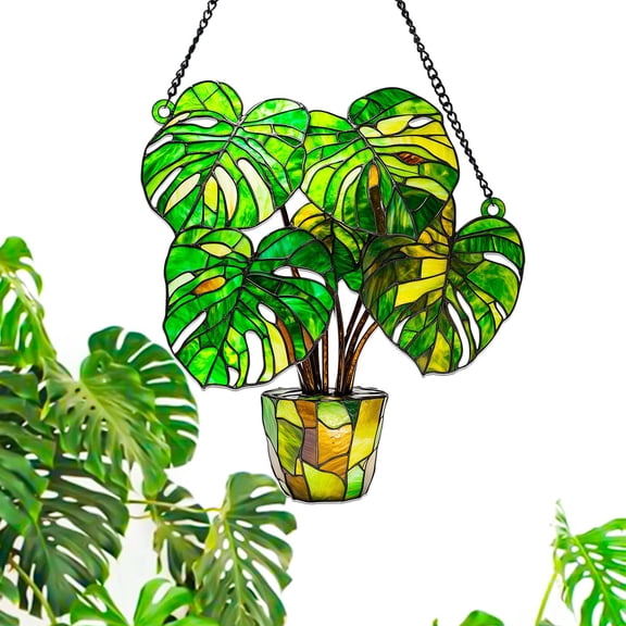 Monstera Leaves Acrylic Suncatcher V2 – Tropical Window Hanging Decor, Plant Lover Gift, Sunlight Catcher for Boho Home or Garden Aesthetic 1876286162