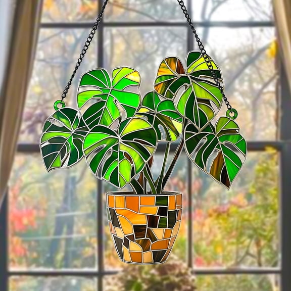 Monstera Leaves Acrylic Suncatcher V3 – Tropical Window Hanging Decor, Plant Lover Gift, Sunlight Catcher for Boho Home or Garden Aesthetic 1890474063