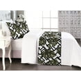 thumbnail image 1 of Monstera Leaves Bed Runner Set, Modern Artwork of Palm Tree Leaves on Abstract Striped Back, Decorative Bedding Scarf & 2 Pillow Shams for Hotels Homes, King, Peacock Green Dark Green, by Ambesonne, 1 of 3