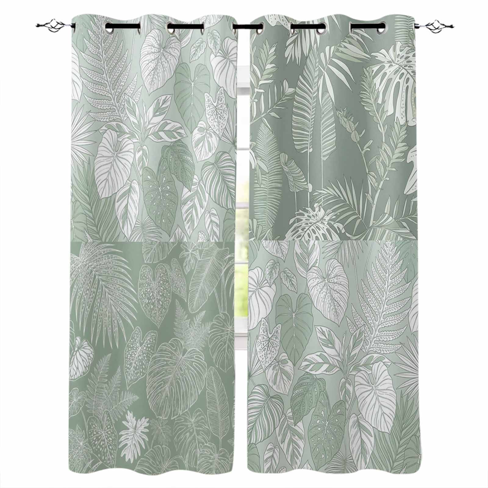 Monstera Leaves Blackout Curtains for Bedroom/Living Room, Thermal