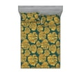 thumbnail image 1 of Monstera Leaves Fitted Sheet & Pillow Sham Set, Tropical Inspiration Exotics Leafy Pattern on Jungle Color Back, Decorative Printed 3 Piece Bedding Decor, Full, Teal Pale Earth Yellow, by Ambesonne, 1 of 1