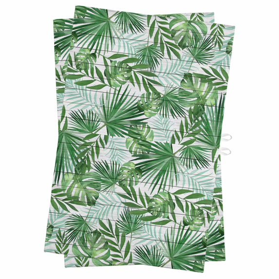 Monstera Leaves Kitchen Towels Set of 2, Water Absorbent Dish Towel, Summer Palm Leaf Botanical Wooden Grey Decorative Hand Towels - Quick Drying Cloth for Cooking Baking, 18x28 Inch