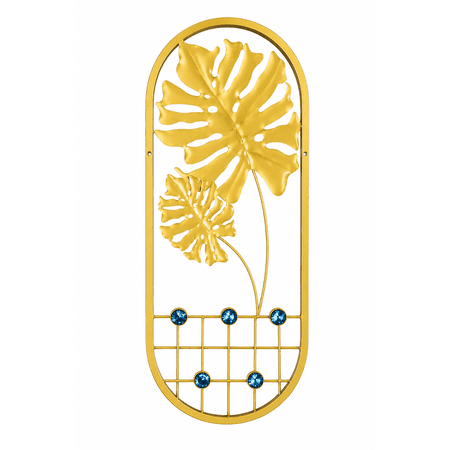 Gold Monstera Leaf Wall Hook Rack with 5 Hooks, Decorative Metal Entryway Organizer for Coats, Keys, Bags & Towels