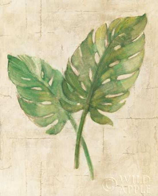 Monstera Leaves Neutral Crop Canvas Art - Albena Hristova (24 x 30)