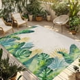 thumbnail image 1 of Monstera Leaves Outdoor Rug for Patio/Deck/Porch, Non-Slip Large Area Rug 5 x 8 Ft, Green Yellow Botanical Palm Leaf Summer Beige Indoor Outdoor Rugs Washable Area Rugs, Camping Rug Carpet Runner, 1 of 8