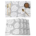 thumbnail image 1 of Monstera Leaves Placemats Set of 6 Modern Minimalist Botanical Tropical Gray Place Mats Indoor Wipeable Table Mats Washable Cloth Dining Table Placemats for Kitchen Holiday Party Decor 13x19 Inch, 1 of 9