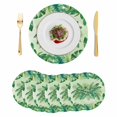 thumbnail image 1 of Monstera Leaves Round 13 Inch Placemats Set of 6, Summer Tropical Plants Palm Leaf Ombre Green HeatResistant Non Slip Place Mats for Dining Table, Wipeable Braided Kitchen Table Mats for Housewarming, 1 of 9