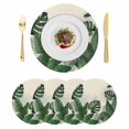 thumbnail image 1 of Monstera Leaves Round 15 Inch Placemats Set of 4, Summer Green Tropical Plants Leaf Beige HeatResistant Non Slip Place Mats for Dining Table, Wipeable Braided Kitchen Table Mats for Housewarming, 1 of 9