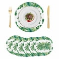 thumbnail image 1 of Monstera Leaves Round 15 Inch Placemats Set of 6, Summer Tropical Palm Leaf Botanical Green HeatResistant Non Slip Place Mats for Dining Table, Wipeable Braided Kitchen Table Mats for Housewarming, 1 of 9