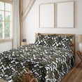 thumbnail image 1 of Ambesonne Monstera Leaves Fitted & Flat Sheet with Shams 4 Pcs Set, Abstract Palm Leaf, King, Peacock Green Dark Green, 1 of 5