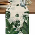 thumbnail image 1 of Monstera Leaves Table Runner 90 Inches, Summer Green Tropical Plants Leaf Beige Bed Runner Dresser Scarves Tabletop for Indoor Outdoor Parties/Ceremony/Banquet, 13" x 90", 1 of 9