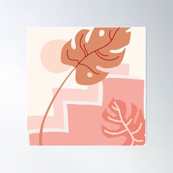 Monstera Meets Sun #Minimalism #Digitalart Poster Wall Art, Modern Wall Decor For Living Room Bedroom, 16X16 UNFRAMED