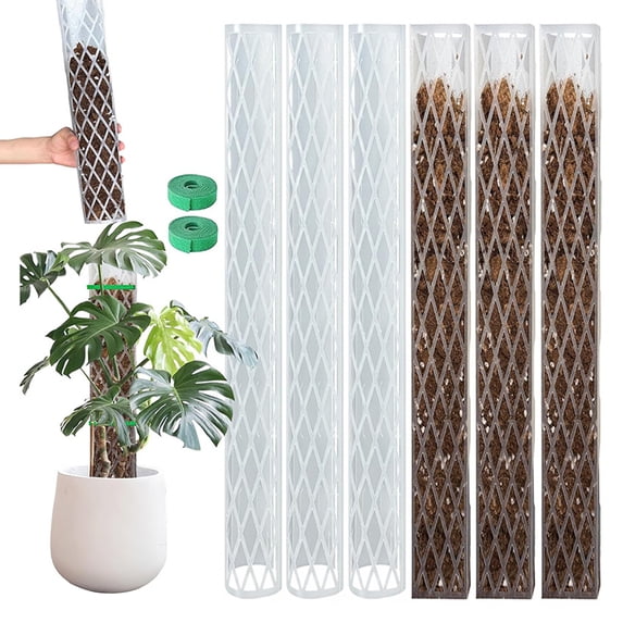 Monstera Moss Poles 16 Inch Plastic D-Shaped Plant Moss Poles Climbing Plant Support Pole Works with Sphagnum Moss for Indoor Plant Growth