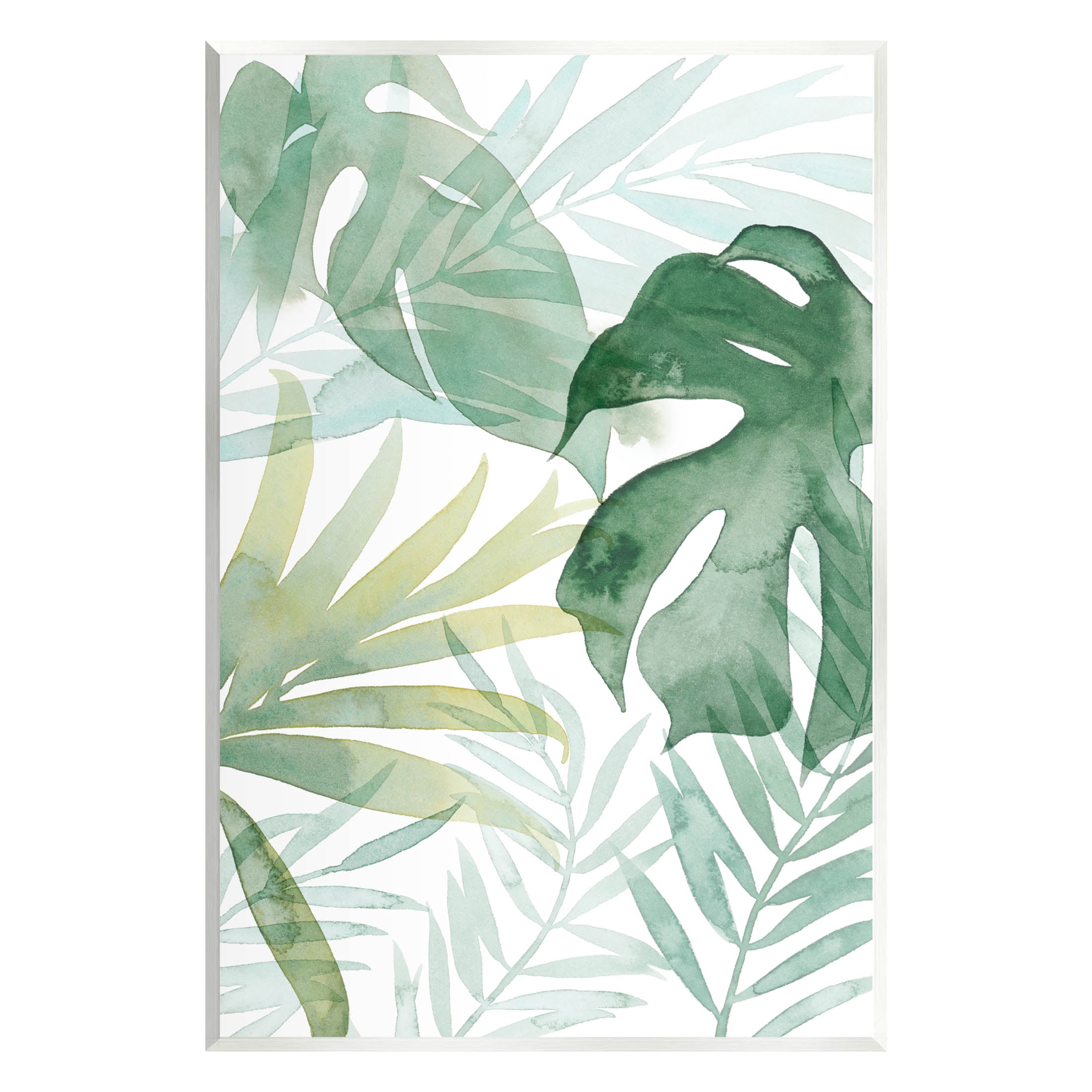 Monstera Green Botanical Leaf Sprigs Wood Wall Plaque