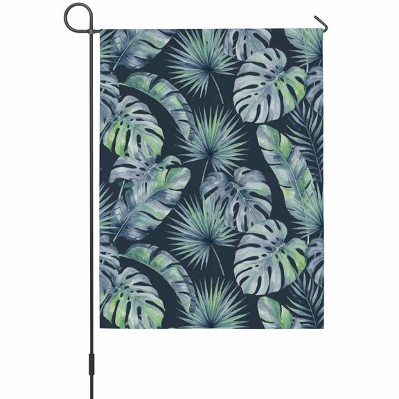 Monstera Palm Leaf Garden Flags For Outdoor, Summer Plant Botanical Nordic Art Small Double Side Yard Flags Weather Proof Garden Decor for Lawn Outside Holiday 12 x 18 Inches