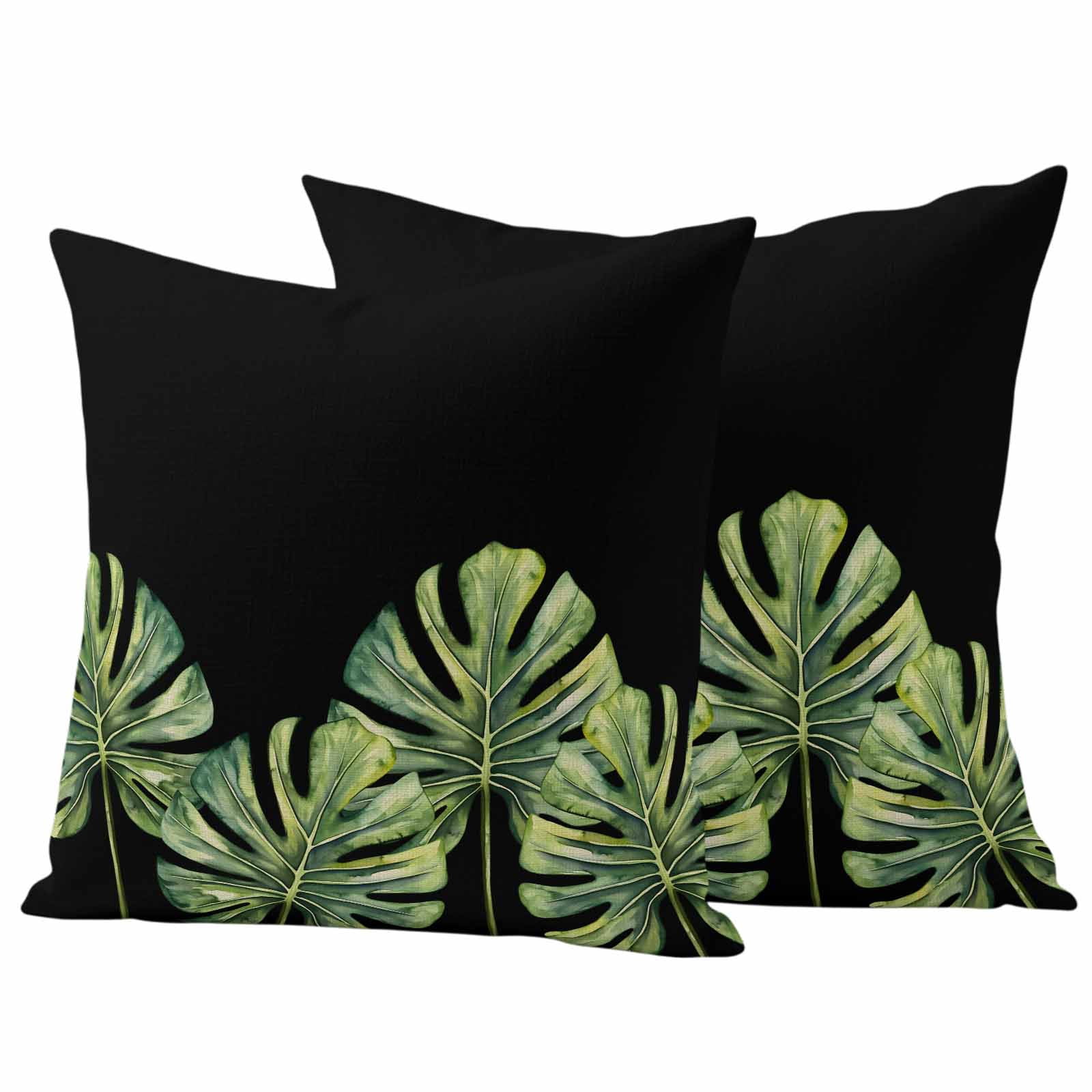 Monstera Pillow Covers 2 Pack Green Tropical Leaf Pillowcase Waterproof Outdoor Throw Pillow Cover for Patio Garden Square Cushion 20”x20”