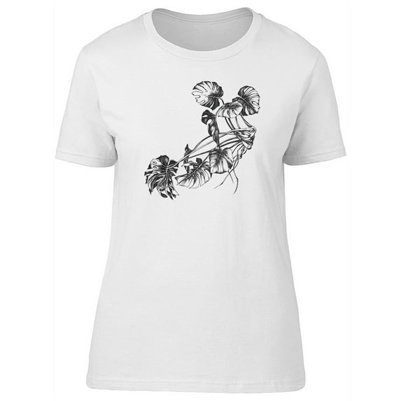 Monstera Plant B&W T-Shirt Women -Image by Shutterstock, Female Large