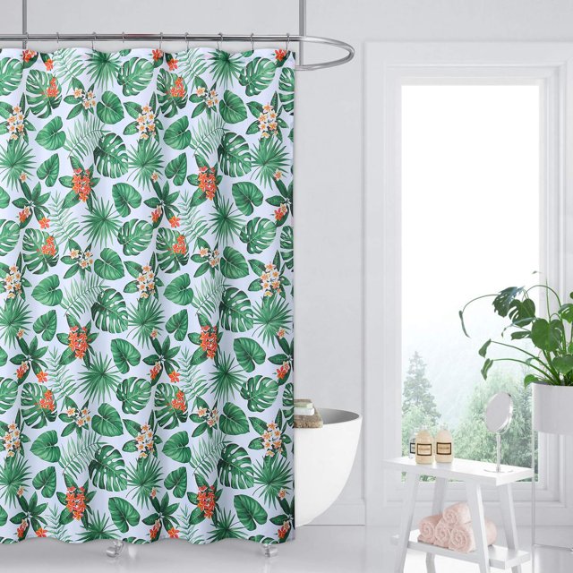 Monstera Shower Curtain Stall Size for Bathroom, 78 Inches LongSoft