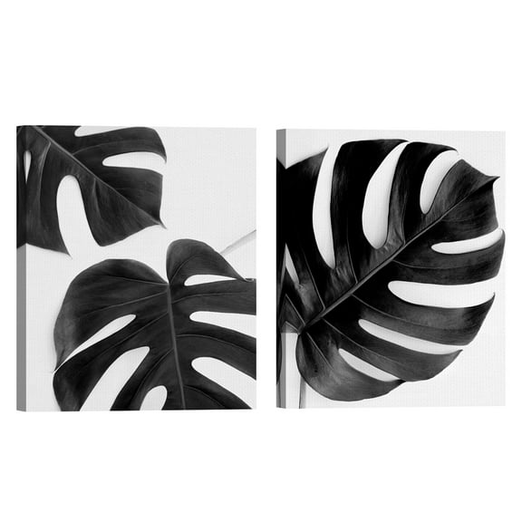 Monstera Solo & Duet Noir by Irene Suchocki Set of 2 Canvas Art Prints
