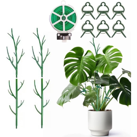 Monstera  Support Stakes, 4 Pack Stackable Garden Trellis Climbing  Support Structures with Extension Poles for Indoor Outdoor Potted (28''- 4 Pack)