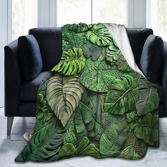 Monstera Throw Blanket Ultra Soft Cozy Decorative Flannel Blankets for Home Bed Couch Chair Travel 50x40