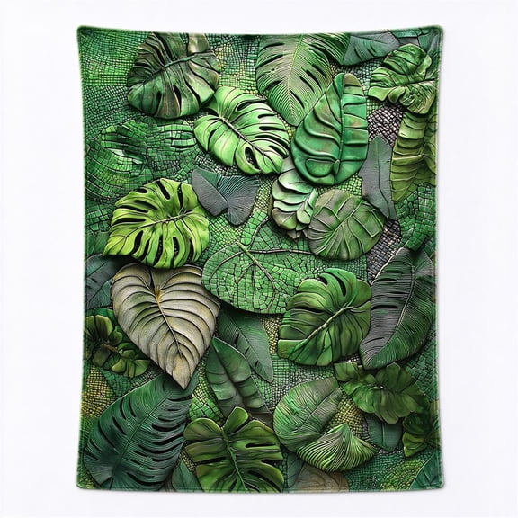 Monstera Throw Blanket Ultra Soft Cozy Decorative Flannel Blankets for Home Bed Couch Chair Travel 50x40