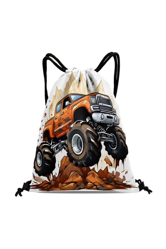 Monsterjam pattern with drawstring pocket 15.7 * 17.7 inches comfortable fabric fashionable and practical showcasing style