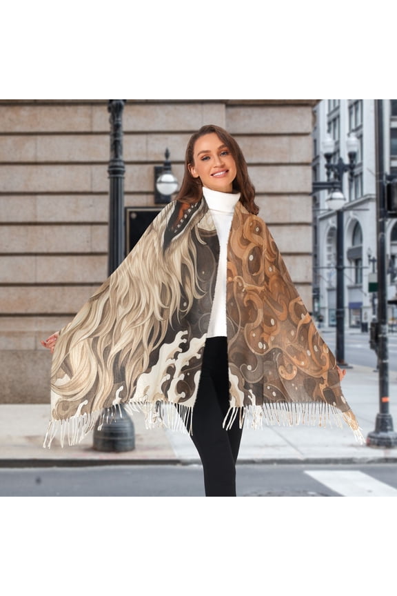Monsters Beasts Wolves Waves Winter Scarf for Women Fashion Warm Long Soft Blanket Scarves Gifts
