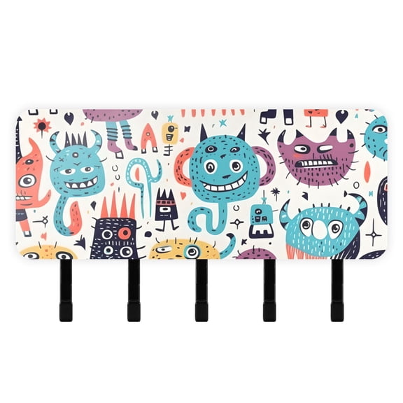 Monsters Blue Mail Holder Organizer Wall Mount with Shelf Key Holder Key Rack with 5 Key Hooks for Wall Decorative